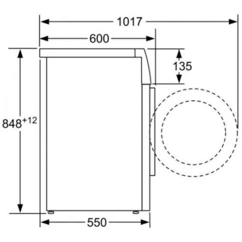 Kích thước máy giặt Bosch WAN2406GPL Kích thước máy giặt Bosch WAN2406GPL