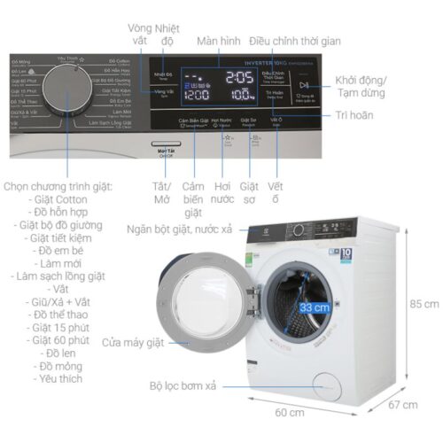 Máy giặt Electrolux EWF1023BEWA 6 Kích thước máy giặt Electrolux EWF1023BEWA