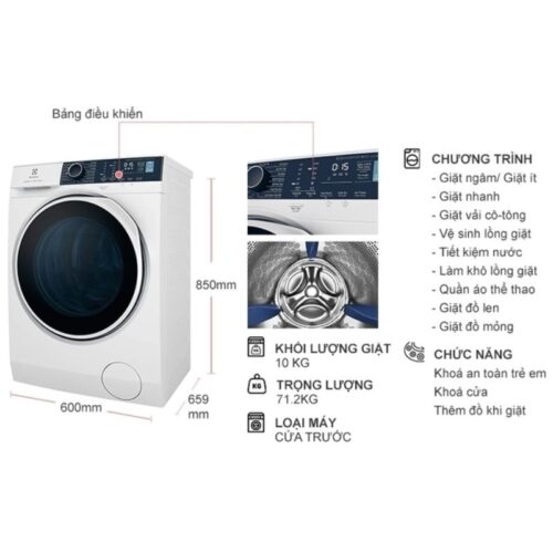 Máy Giặt Electrolux EWF1024P5WB 3 Kích Thước Máy Giặt Electrolux EWF1024P5WB