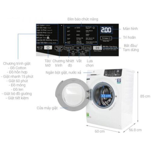 Máy giặt Electrolux EWF8025EQWA 3 Kích thước máy giặt Electrolux EWF8025EQWA