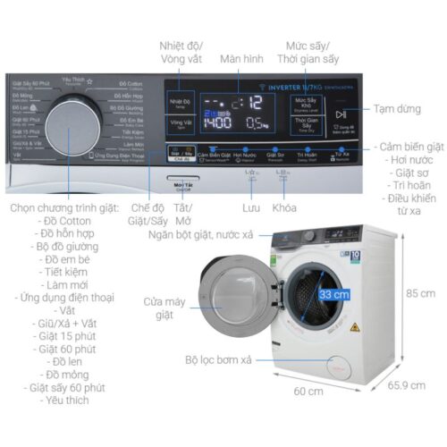Máy giặt sấy Electrolux EWW1141AEWA 7 Kích thước máy giặt sấy Electrolux EWW1141AEWA
