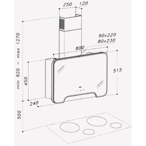 Máy hút áp tường Dudoff London TABLET 80G (STLC 111) 3 Kích thước máy hút áp tường Dudoff London TABLET 80G (STLC 111)