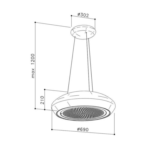Máy hút đảo treo cáp Dudoff - Moon B (HDI-S01B) 3 Kích thước máy hút đảo treo cáp Dudoff - Moon S (HDI-S01S)