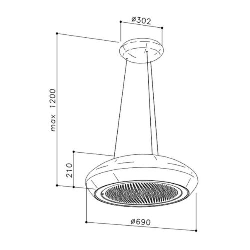Máy hút đảo treo cáp Dudoff - Moon S (HDI-S01S) 3 Kích thước máy hút đảo treo cáp Dudoff - Moon S (HDI-S01S)