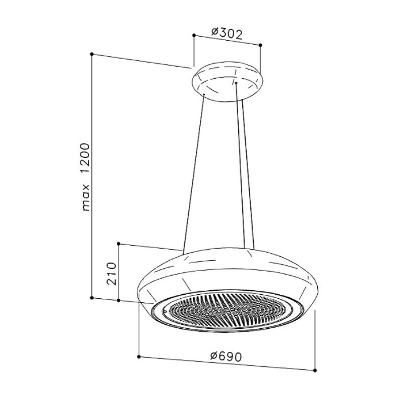 Kích thước máy hút đảo treo cáp Dudoff - Moon S (HDI-S01S) Kích thước máy hút đảo treo cáp Dudoff - Moon S (HDI-S01S)