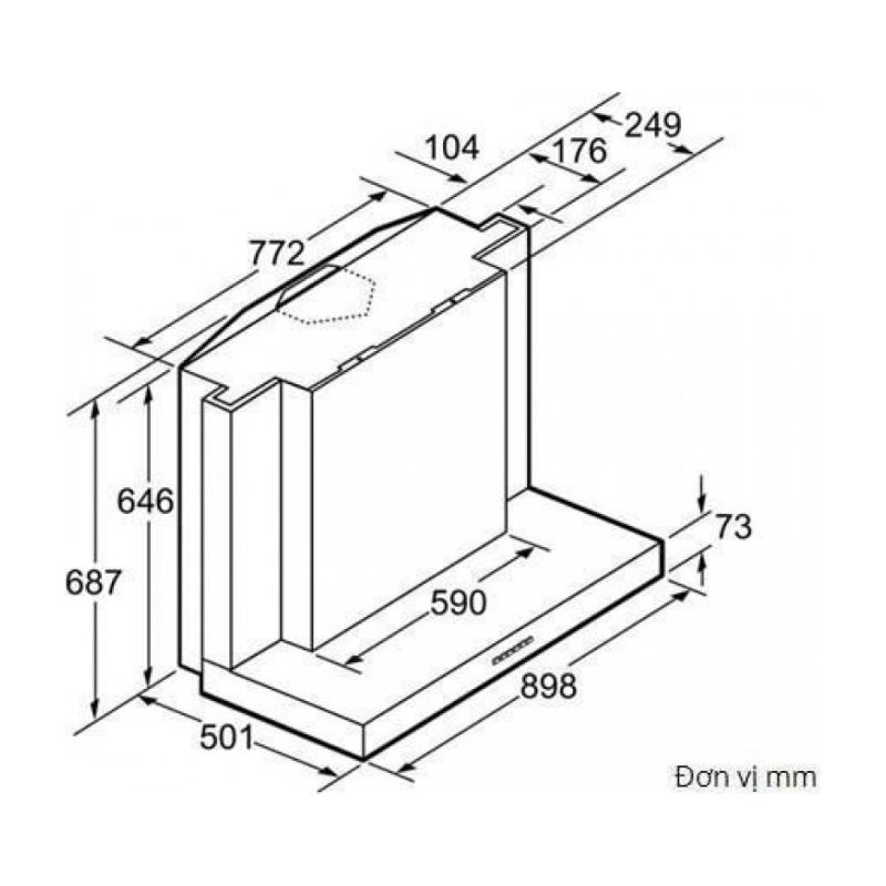 Kích thước máy hút khói Bosch DWB093553 Kích thước máy hút khói Bosch DWB093553