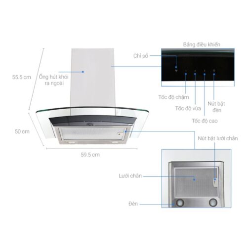 Máy hút khói khử mùi Electrolux EFC736GAR 8 Kích thước máy hút khói khử mùi Electrolux EFC736GAR