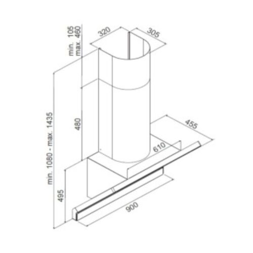 Máy hút khử mùi gắn tường nghiêng Hafele HH WVG90A 535.82.203 3 Kích thước máy hút khử mùi gắn tường nghiêng Hafele HH WVG90A 535.82.203