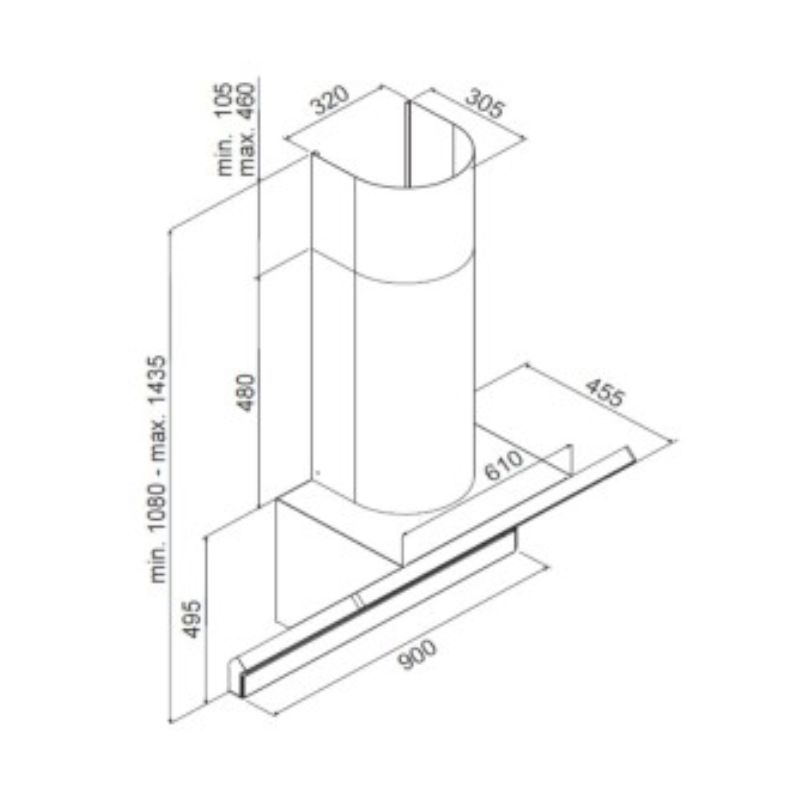Kích thước máy hút khử mùi gắn tường nghiêng Hafele HH WVG90A 535.82.203 Kích thước máy hút khử mùi gắn tường nghiêng Hafele HH WVG90A 535.82.203