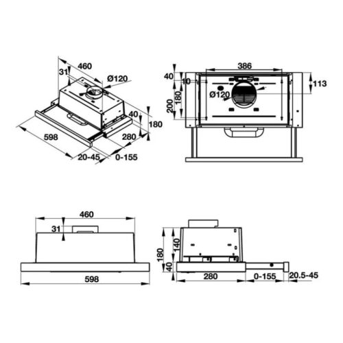 Máy hút khử mùi kính cong Hafele HH-S60A 533.89.001 3 Kích thước máy hút khử mùi kính cong Hafele HH-S60A 533.89.001