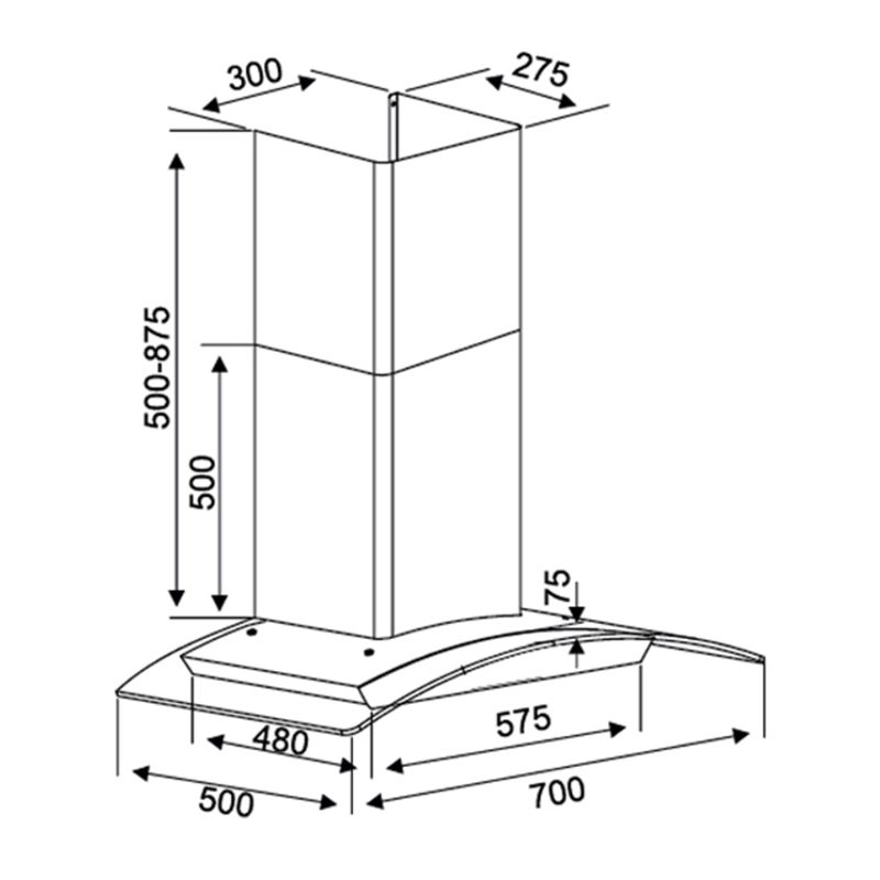 Kích thước máy hút khử mùi Kocher K-228X 70cm Kích thước máy hút khử mùi Kocher K-228X 70cm