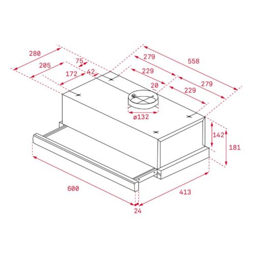 Máy hút mùi TEKA TL 6310 40474250 4 Kích thước máy hút khử mùi Teka TL 6310