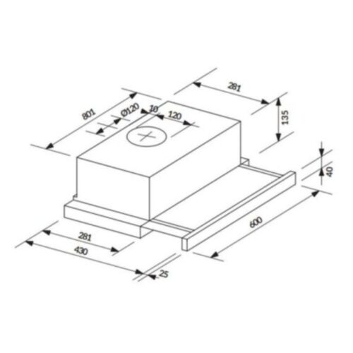 Máy hút mùi âm tủ telescopic 60cm Rosieres RHT6300 LIN 3 Kích thước máy hút mùi âm tủ telescopic 60cm Rosieres RHT6300 LIN
