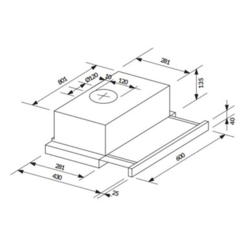 Kích thước máy hút mùi âm tủ telescopic 60cm Rosieres RHT6300 LIN Kích thước máy hút mùi âm tủ telescopic 60cm Rosieres RHT6300 LIN