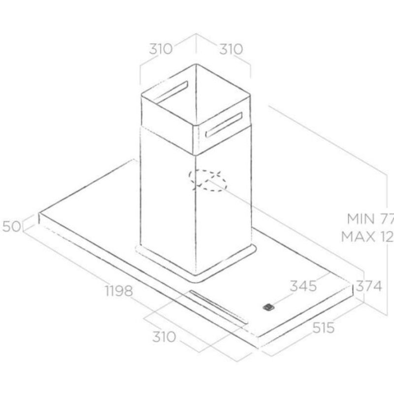 Kích thước máy hút mùi Elica BIO ISLAND WH/A/120X53 ROVERE Kích thước máy hút mùi Elica BIO ISLAND WH/A/120X53 ROVERE