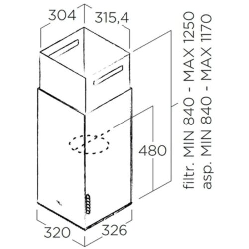 Máy hút mùi Elica HAIKU CONCRETE/A/32 3 Kích thước máy hút mùi Elica HAIKU CONCRETE/A/32