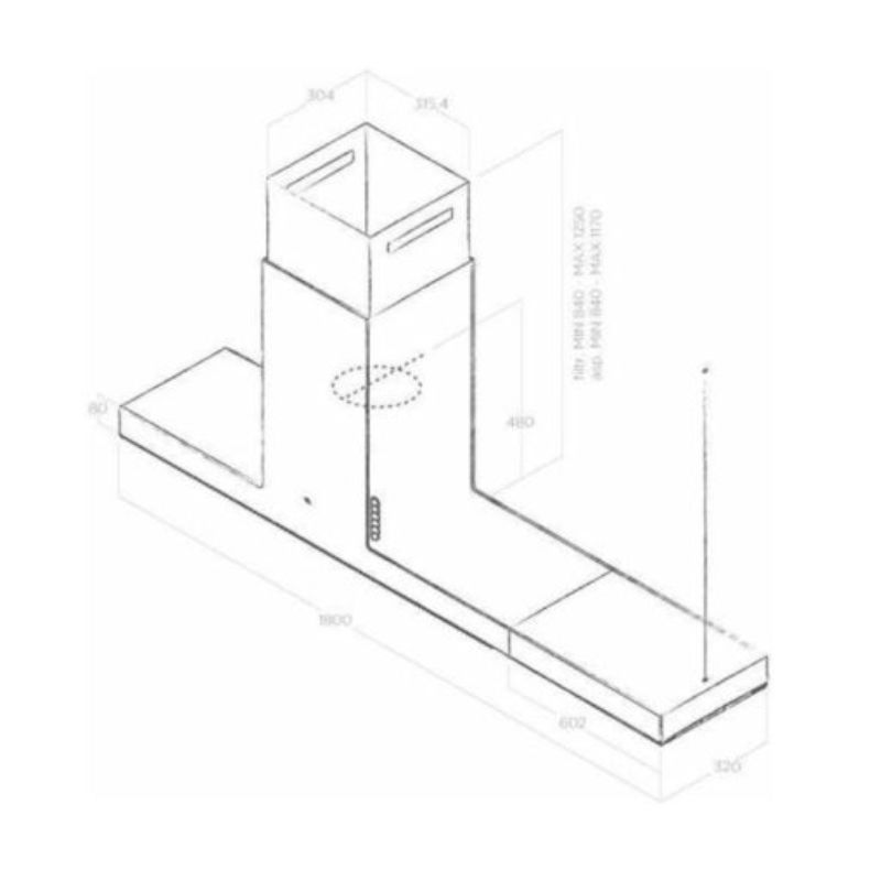 Kích thước máy hút mùi Elica HAIKU ISLAND CONCRETE/A/180 Kích thước máy hút mùi Elica HAIKU ISLAND CONCRETE/A/180