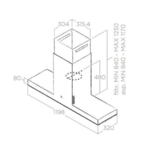 Máy hút mùi Elica HAIKU ISLAND WH/A/120 3 Kích thớc máy hút mùi Elica HAIKU ISLAND WH/A/120