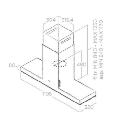 Máy hút mùi Elica HAIKU ISLAND WH/A/180 3 Kích thước máy hút mùi Elica HAIKU ISLAND WH/A/180