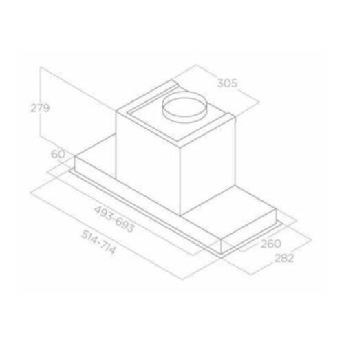 Máy hút mùi Elica HIDDEN IXGL/A/60 3 Kích thước máy hút mùi Elica HIDDEN IXGL/A/60