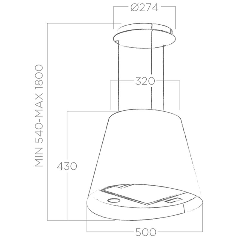 Kích thước máy hút mùi Elica JUNO URBAN ZINC/F/50 Kích thước máy hút mùi Elica JUNO URBAN ZINC/F/50