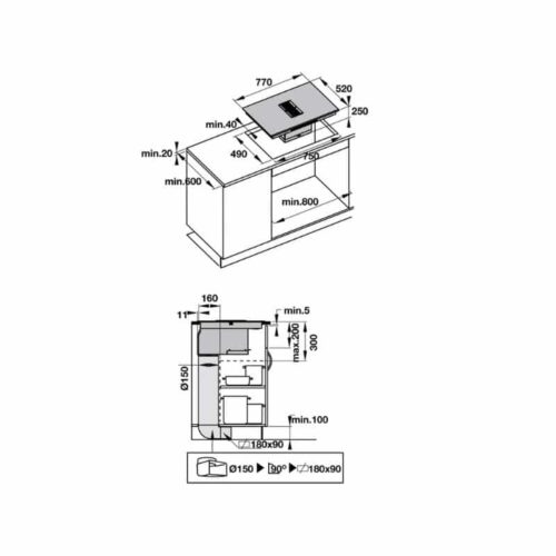 Bếp từ kết hợp hút mùi Hafele HC-IHH77D 536.61.655 3 kích thước của bếp từ kết hợp hút mùi Hafele HC-IHH77D 536.61.655