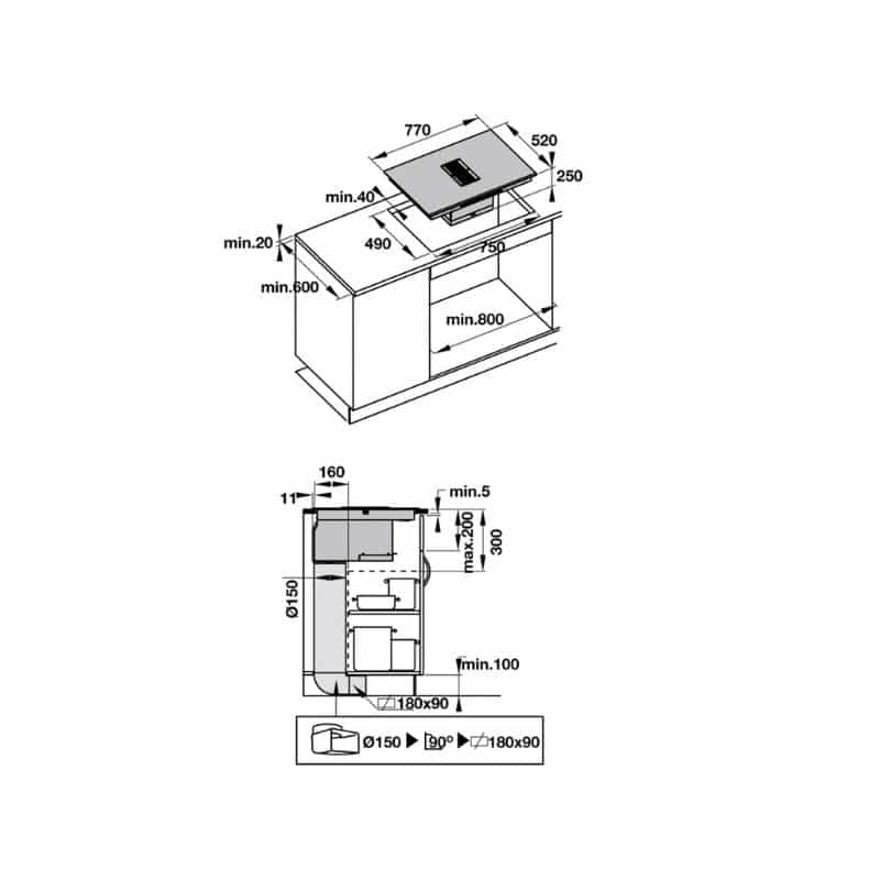 kích thước của bếp từ kết hợp hút mùi Hafele HC-IHH77D 536.61.655 kích thước của bếp từ kết hợp hút mùi Hafele HC-IHH77D 536.61.655