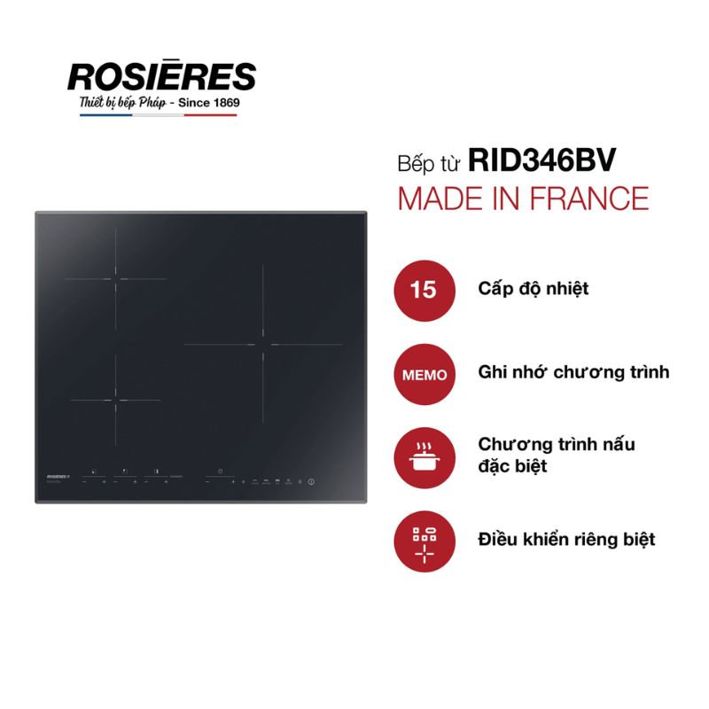 Chương trình của Bếp từ 3 vùng nấu Rosieres RID346BV Chương trình của Bếp từ 3 vùng nấu Rosieres RID346BV