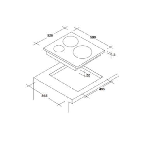 Bếp từ 3 vùng nấu Rosieres RPI342MM 3 Kích thước Bếp từ 3 vùng nấu Rosieres RPI342MM