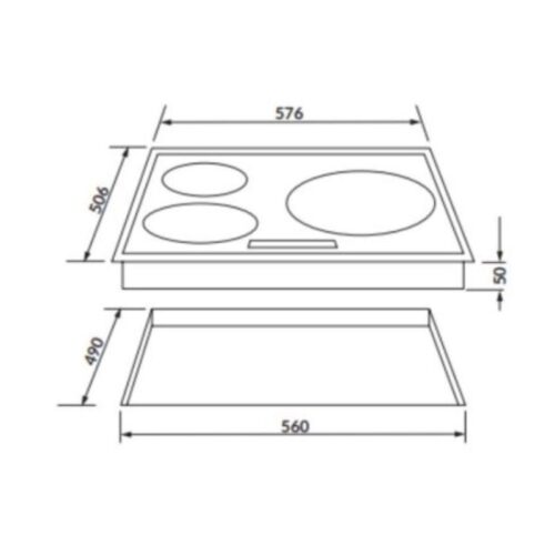 Bếp điện 3 vùng nấu Rosieres RVEF633INK 3 Kích thước bếp điện 3 vùng nấu Rosieres RVEF633INK