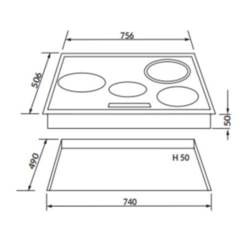 Bếp điện 4 vùng nấu Rosieres RVEF74IN 3 Kích thước bếp điện 4 vùng nấu Rosieres RVEF74IN