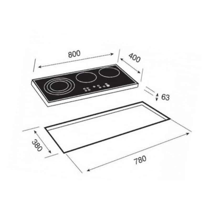Kích thước Bếp Điện Teka TR 831 HZ Kích thước Bếp Điện Teka TR 831 HZ