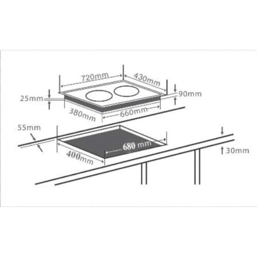 Bếp điện từ hỗn hợp Chefs EH-MIX321 7 Kích thước của Bếp điện từ hỗn hợp Chefs EH-MIX321