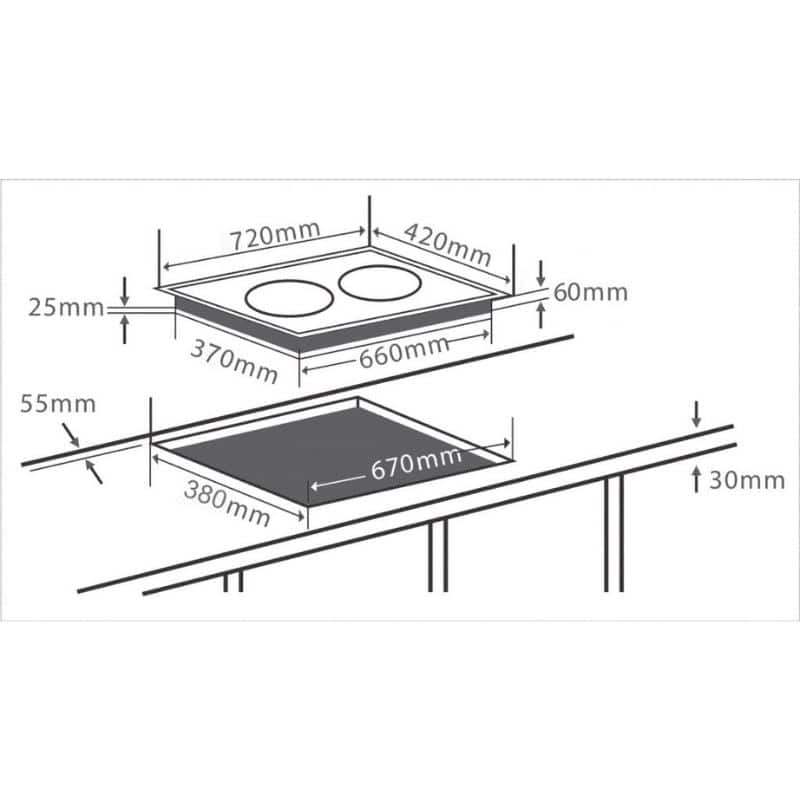 Kích thước của Bếp điện từ hỗn hợp Chefs EH-MIX333 Kích thước của Bếp điện từ hỗn hợp Chefs EH-MIX333