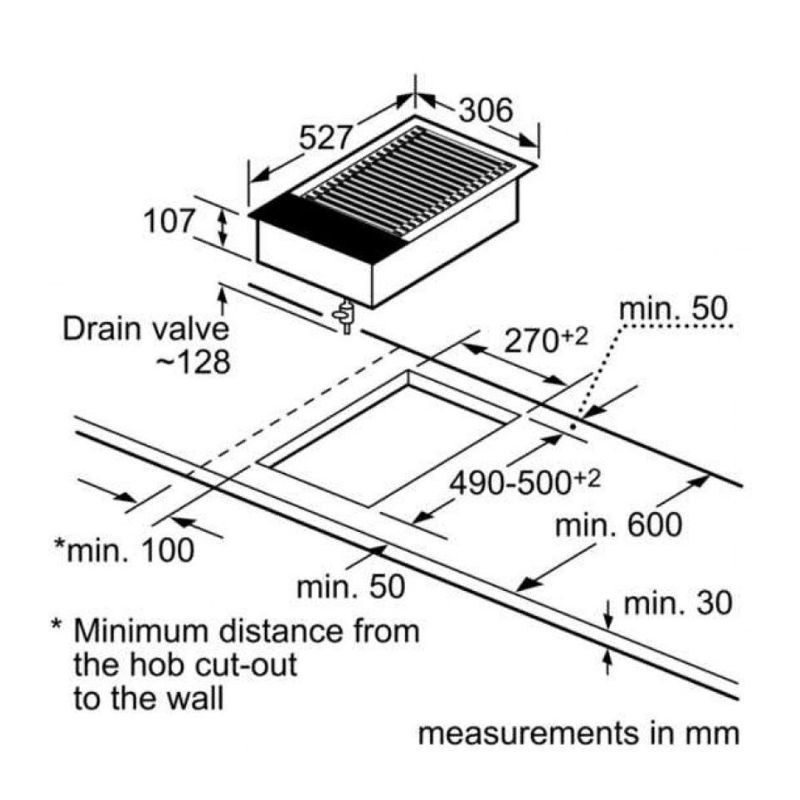 Kích thước Bếp nướng domino BOSCH PKU375FB1E Kích thước Bếp nướng domino BOSCH PKU375FB1E