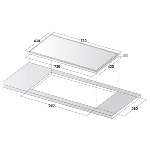 Bếp từ 2 vùng nấu Kocher DIB4-888 4 Kích thước Bếp từ 2 vùng nấu Kocher DIB4-888