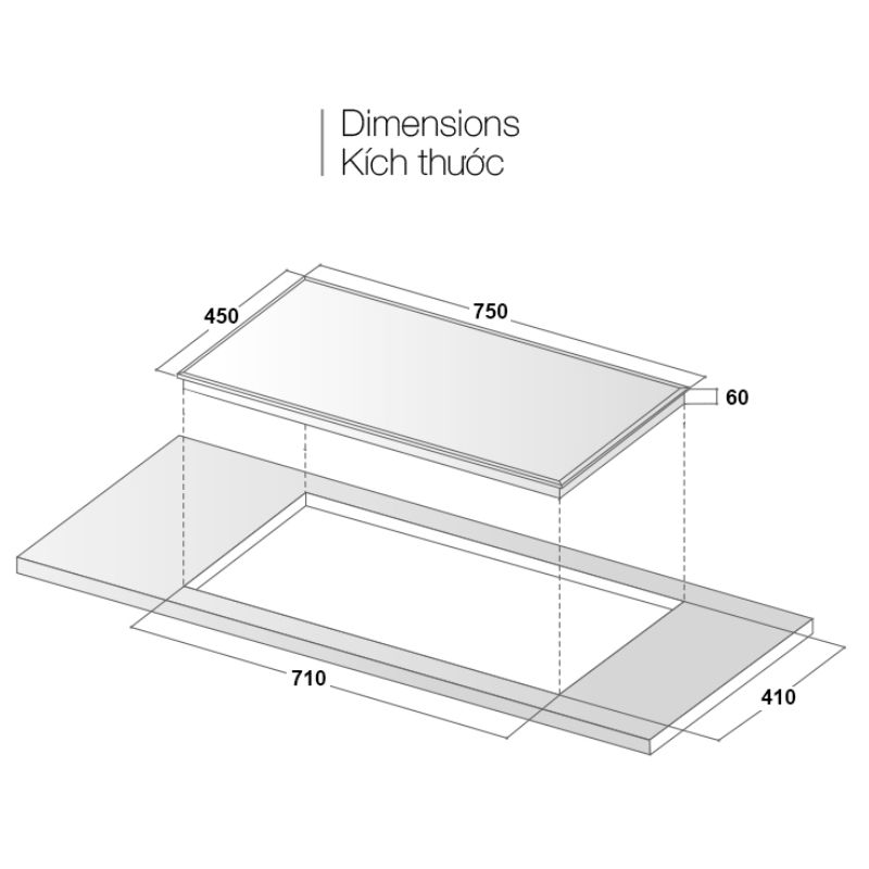 Kích thước bếp từ Lorca LCI-309 Kích thước bếp từ Lorca LCI-309