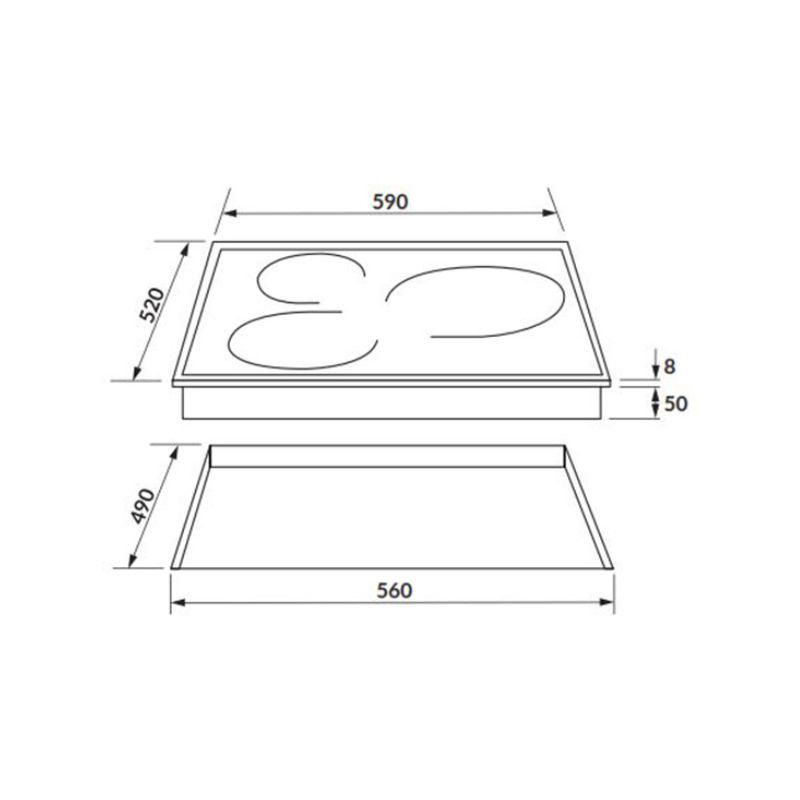 Kích thước Bếp từ 3 vùng nấu Rosieres RPIF342 Kích thước Bếp từ 3 vùng nấu Rosieres RPIF342