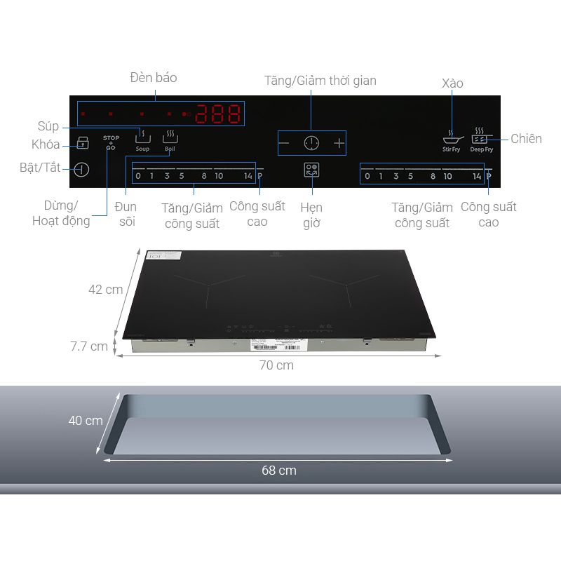 Kích thước Bếp từ âm Electrolux EHI7280BB Kích thước Bếp từ âm Electrolux EHI7280BB