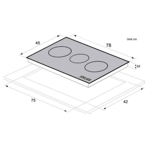 Bếp Từ Ba Spelier SPM – 938I 4 Kích thước của Bếp Từ Ba Spelier SPM – 938I