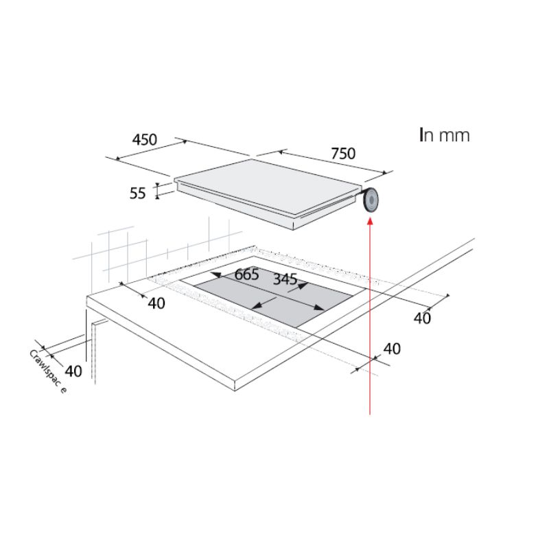 Kích thước Bếp từ Brandt BPI6230BL Kích thước Bếp từ Brandt BPI6230BL