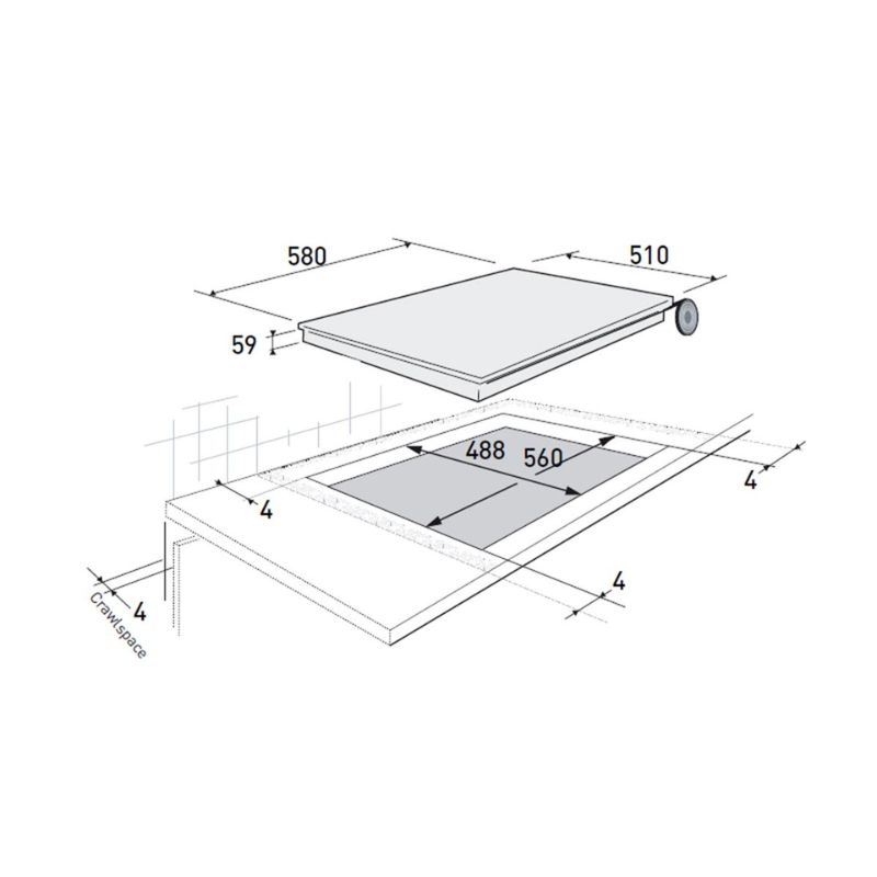 Kích thước Bếp từ Brandt BPI6314B Kích thước Bếp từ Brandt BPI6314B