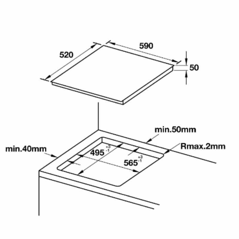Kích thước bếp từ Hafele HC-IF60D 536.01.911 Kích thước bếp từ Hafele HC-IF60D 536.01.911