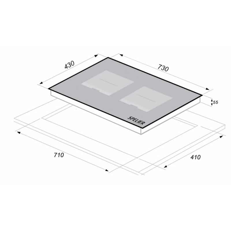 Kích thước của BẾP TỪ ĐÔI  SPELIER SPE – IC1088 Kích thước của BẾP TỪ ĐÔI SPELIER SPE – IC1088