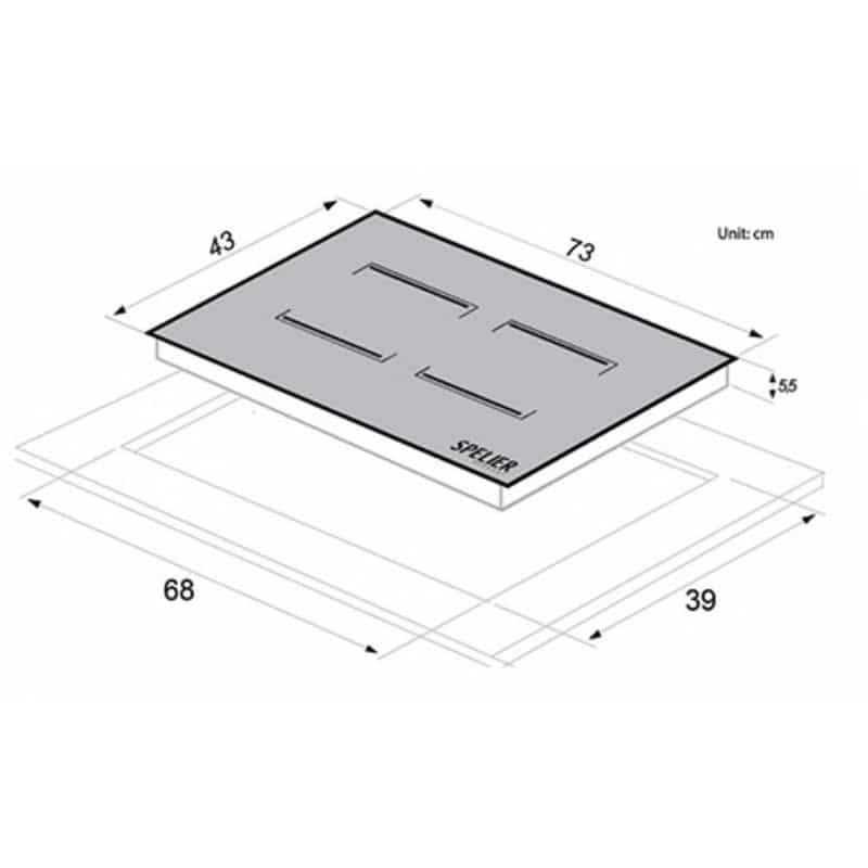 Kích thước của Bếp từ đôi Spelier SPE - IC928 Kích thước của Bếp từ đôi Spelier SPE - IC928