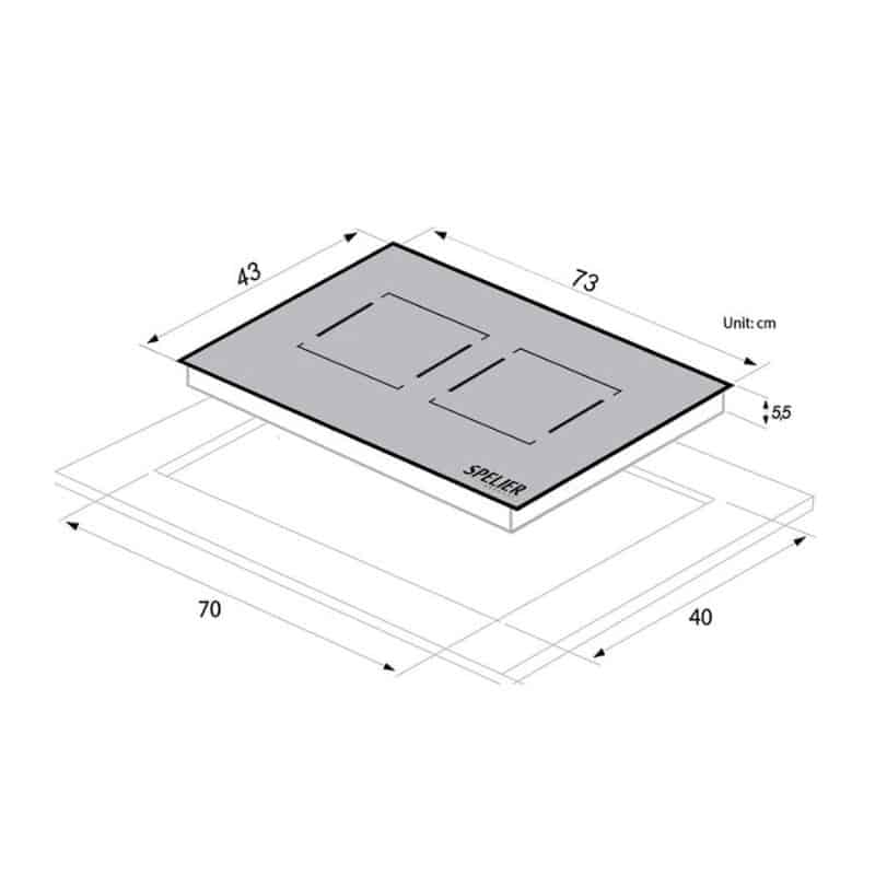 Kích thước của Bếp Từ Đôi Spelier SPM-528I Plus Kích thước của Bếp Từ Đôi Spelier SPM-528I Plus