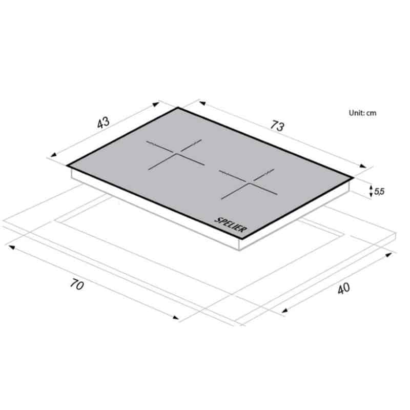Kích thước của BẾP TỪ ĐÔI SPELIER SPM-728I Plus Kích thước của BẾP TỪ ĐÔI SPELIER SPM-728I Plus