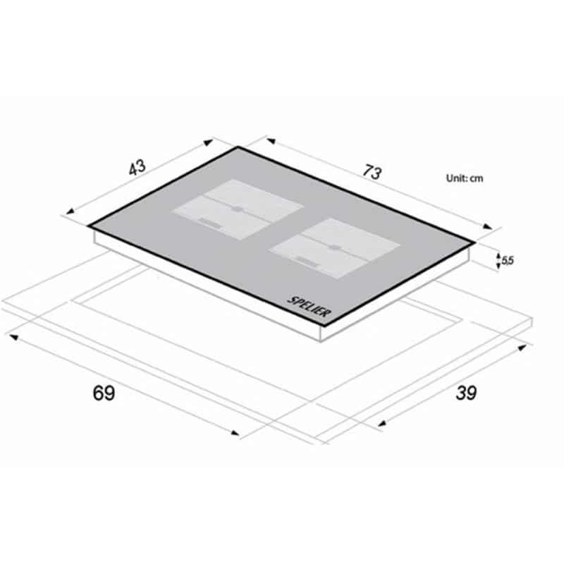 Kích thước của Bếp Từ Đôi Spelier SPM – 828I PLUS Kích thước của Bếp Từ Đôi Spelier SPM – 828I PLUS
