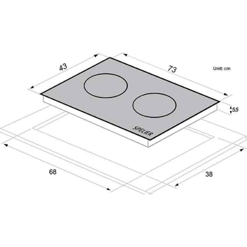 Kích thước của BẾP TỪ ĐÔI  SPELIER SPM – 928I PLUS Kích thước của BẾP TỪ ĐÔI SPELIER SPM – 928I PLUS