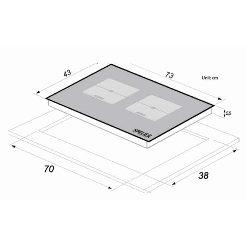 Kích thước của BẾP TỪ ĐÔI SPM 828I PRO Kích thước của BẾP TỪ ĐÔI SPM 828I PRO